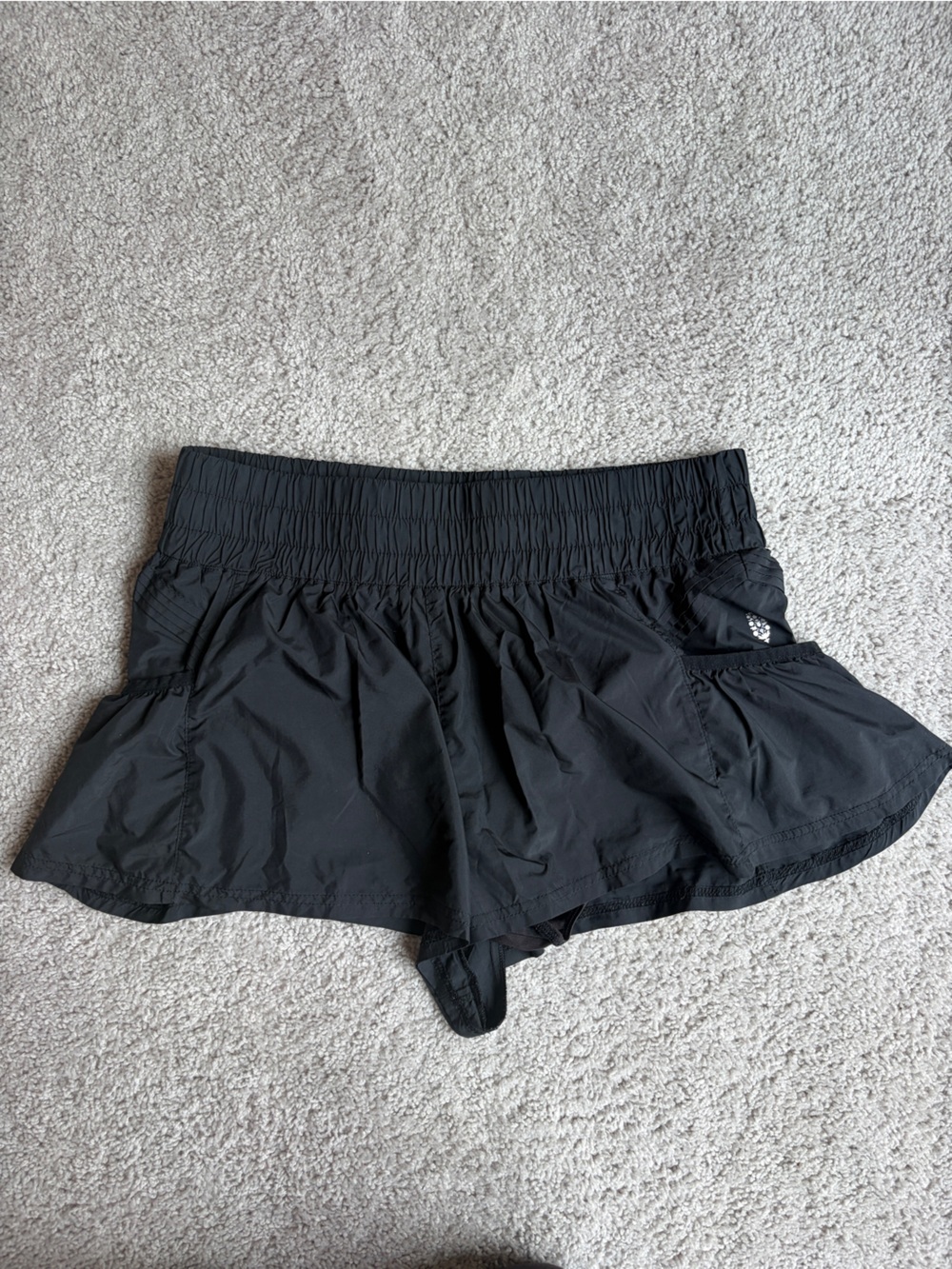 Free People Black Athletic Smocked Waist Shorts